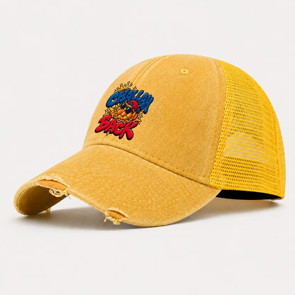 Challah Back Retro Judaism Heritage Washed Trucker Hat – Yellow