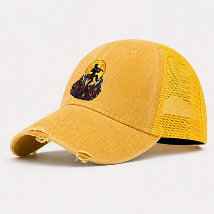 Shtetl Fiddler Roof Judaism Heritage Washed Trucker Hat – Yellow