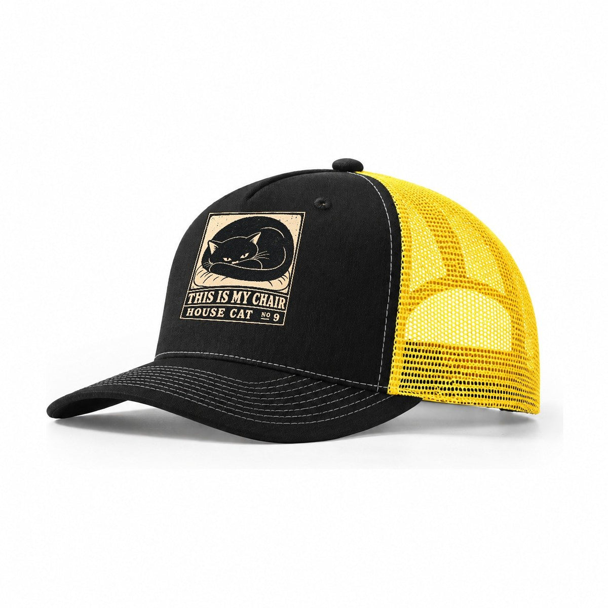 This Is My Chair Neko Says No Trucker Hat – Black Yellow