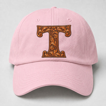 Tooled Leather T Monogram Baseball Cap – Pink