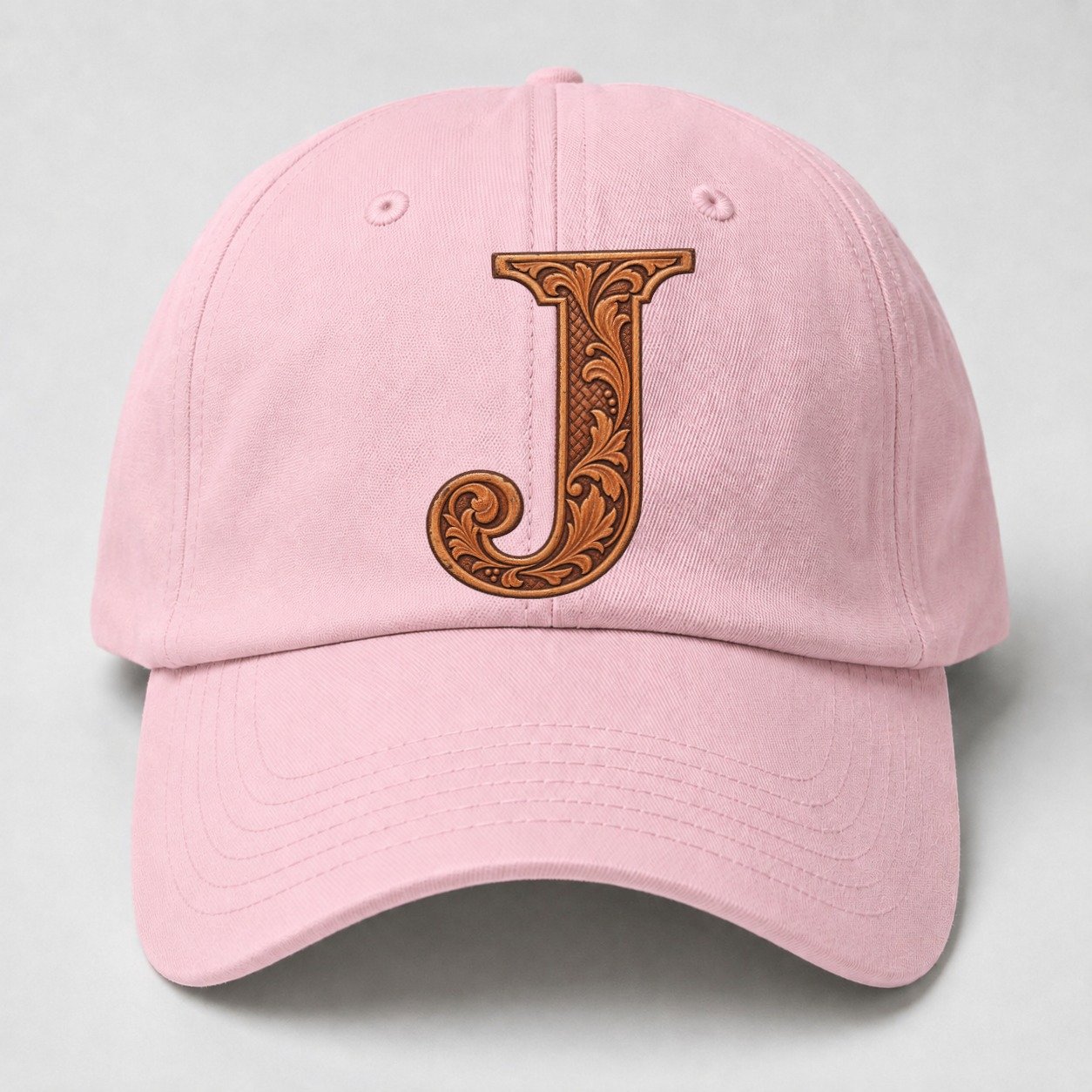 Tooled Leather J Monogram Baseball Cap – Pink