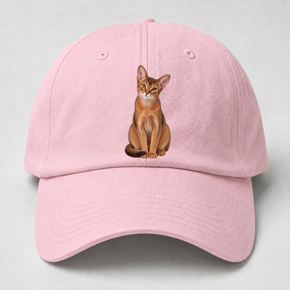 Abyssinian Seated Portrait Realistic Cat Portrait Baseball Cap – Pink