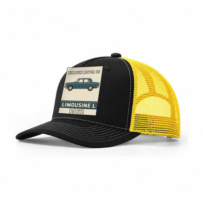 Mikazuki Limousine Showa Speed Plates Trucker Hat – Black Yellow