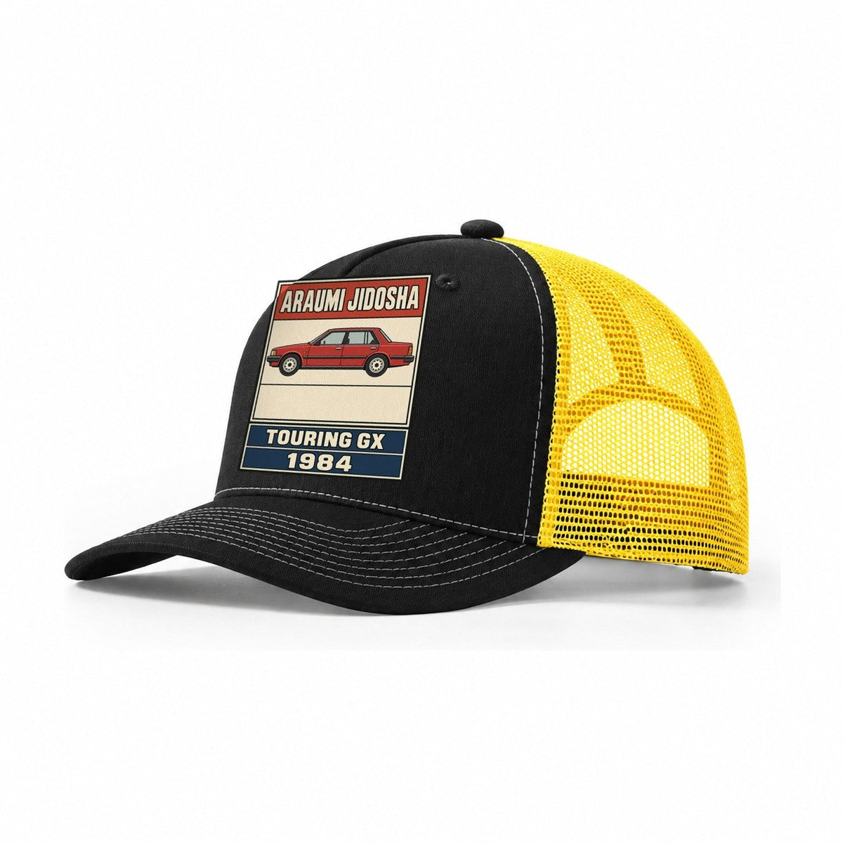 Araumi Touring Showa Speed Plates Trucker Hat – Black Yellow