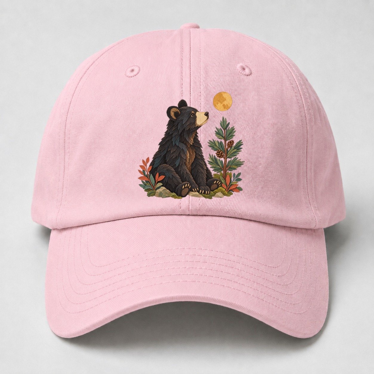 Small Bear Pine Moon Gentle Wild Baseball Cap – Pink