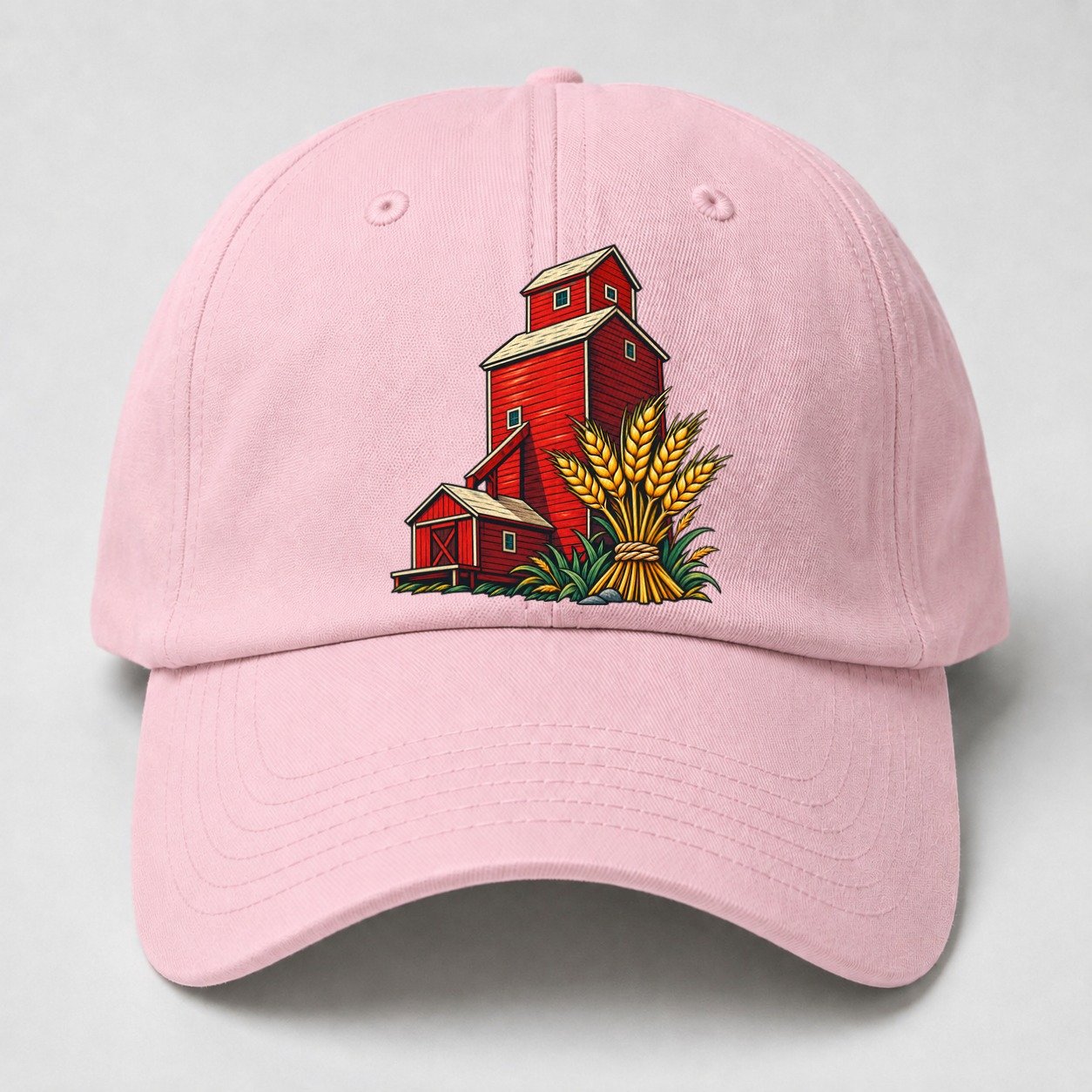 Prairie Grain Elevator And Wheat Sheaf Canada Cultural Icons Baseball Cap – Pink
