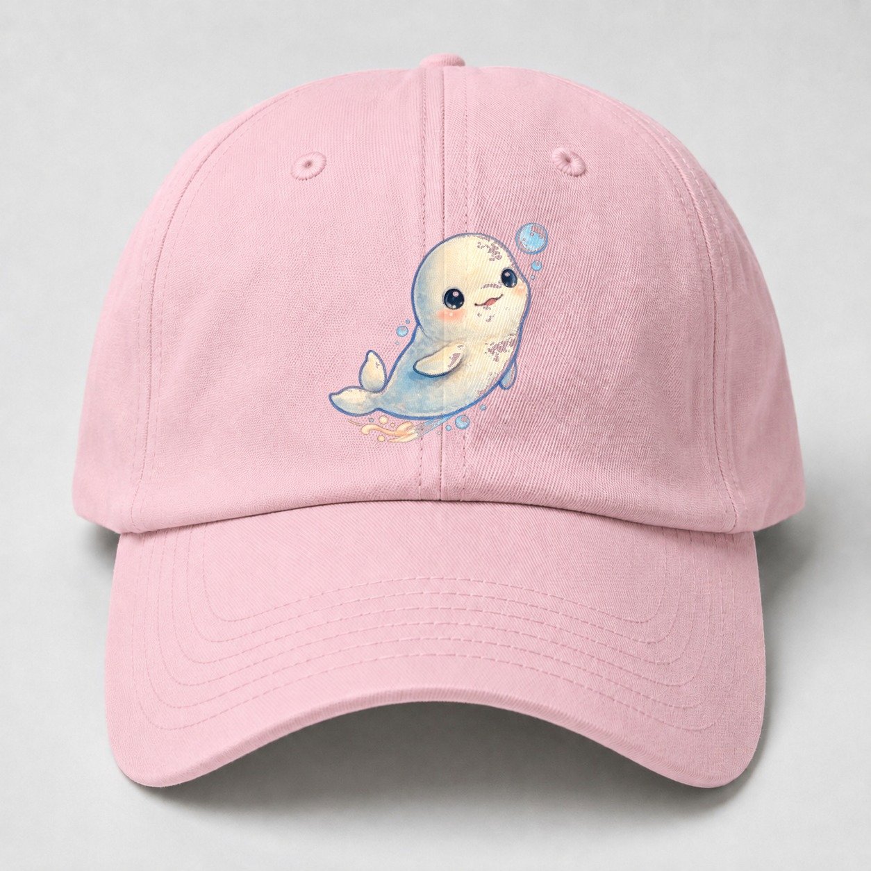 Beluga Whale Bubble Rise Sea Sprite Baseball Cap – Pink