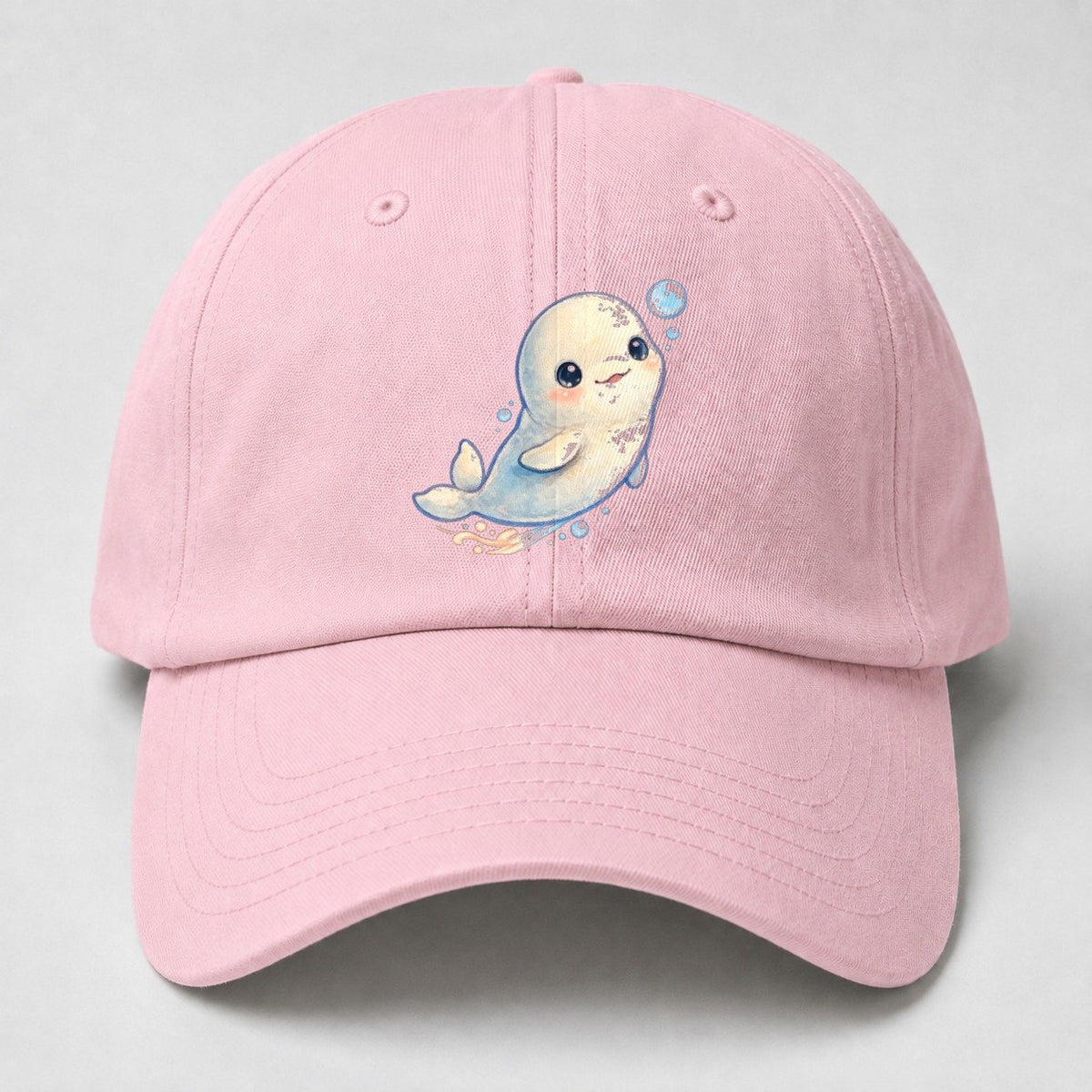 Beluga Whale Bubble Rise Sea Sprite Baseball Cap – Pink