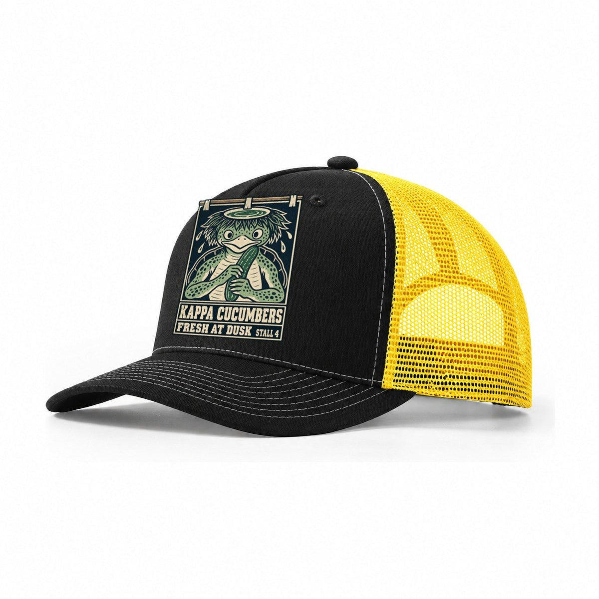 Kappa Cucumbers Yokai Night Market Trucker Hat – Black Yellow