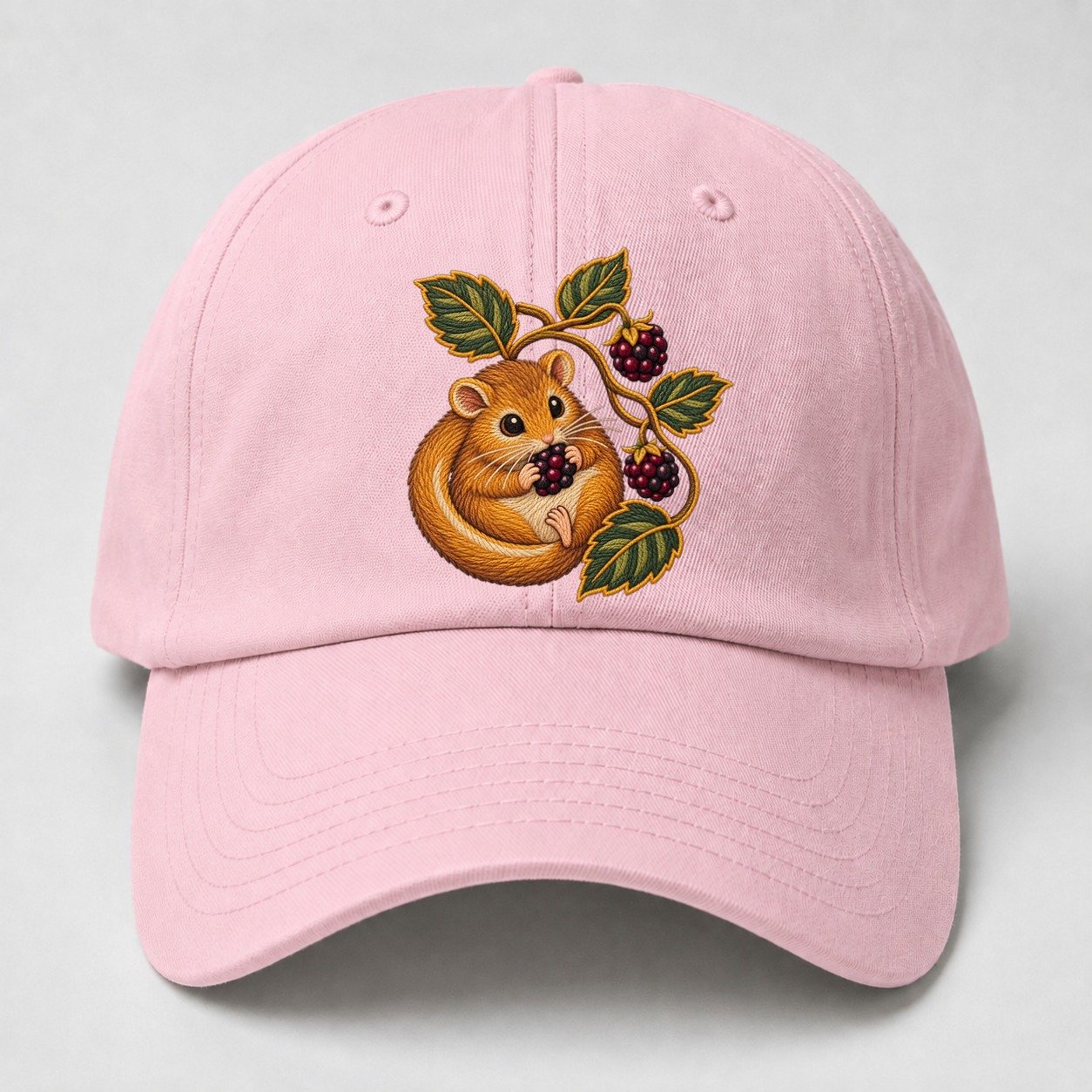 British Hedgerow Dormouse And Blackberries Uk Culture Heritage Baseball Cap – Pink
