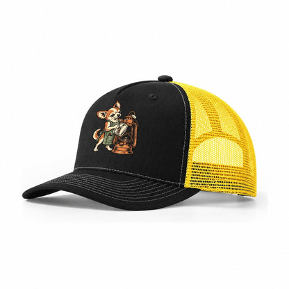 Chihuahua Lantern Mender Sundown Familiars Trucker Hat – Black Yellow
