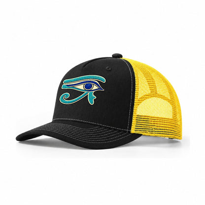 Wedjat In Blue Quiet Wards Heritage Trucker Hat – Black Yellow