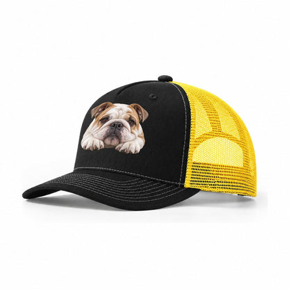 Bulldog Paw Pillow Character Club Trucker Hat – Black Yellow