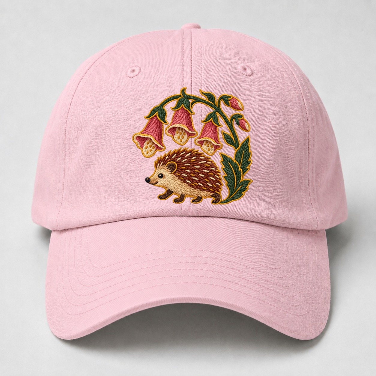 English Foxglove And Hedgehog Uk Culture Heritage Baseball Cap – Pink