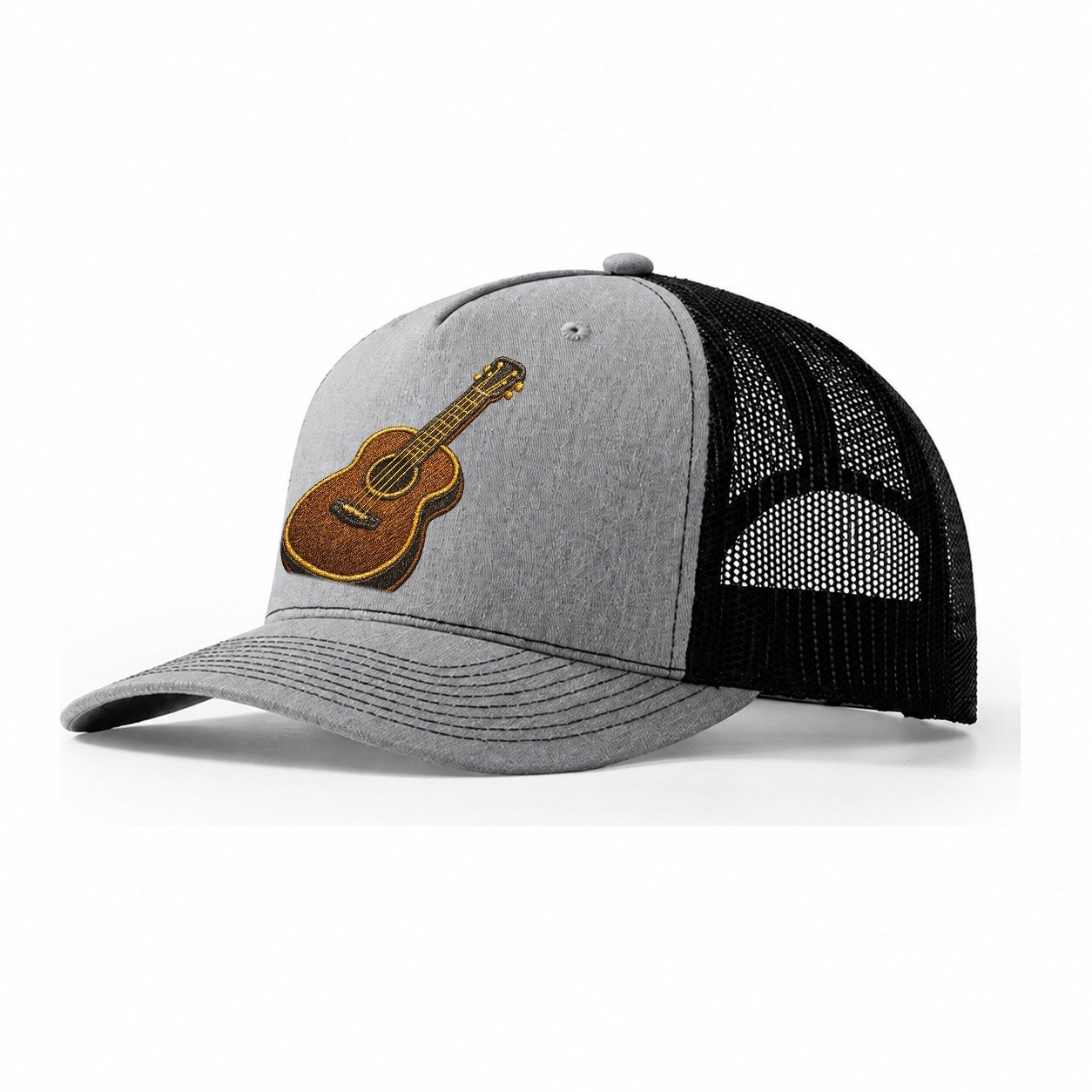Vintage Guitar Classic Acoustic Guitar With Bronze Strings A Trucker Hat – Sport Grey-Black