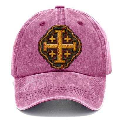Gold Leaf On Gesso Panel Jerusalem Cross Classic Cap – Dusty Rose