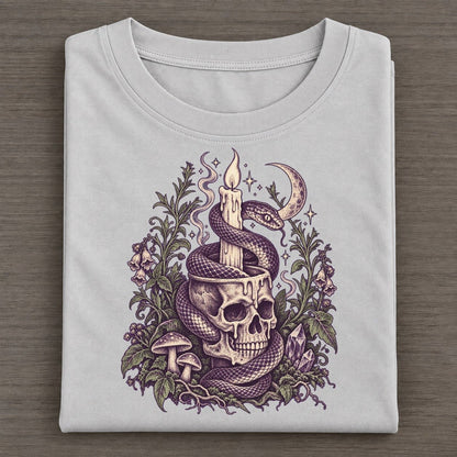 Snake Skull Candle Midnight Haunt Classic T-shirt – Grey