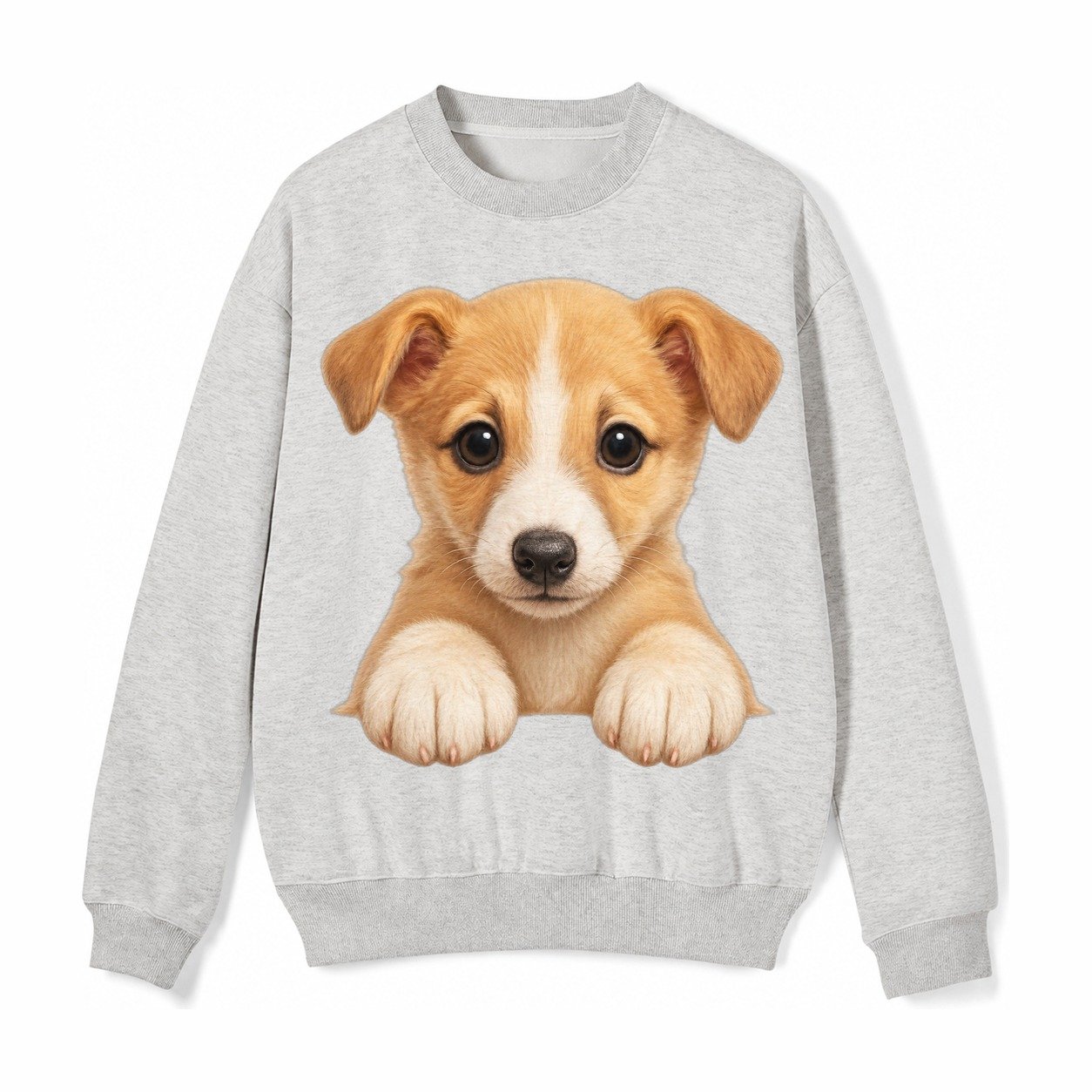 Whippet Fawn Colored Design Fleece Sweatshirt – Light Gray