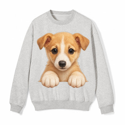Whippet Fawn Colored Design Fleece Sweatshirt – Light Gray