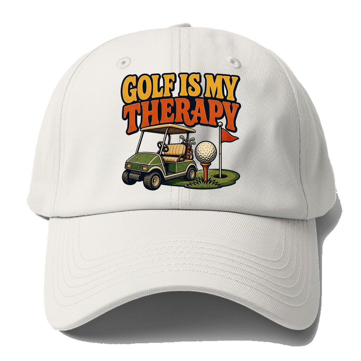 Golf Is My Therapy Baseball Cap – Off White