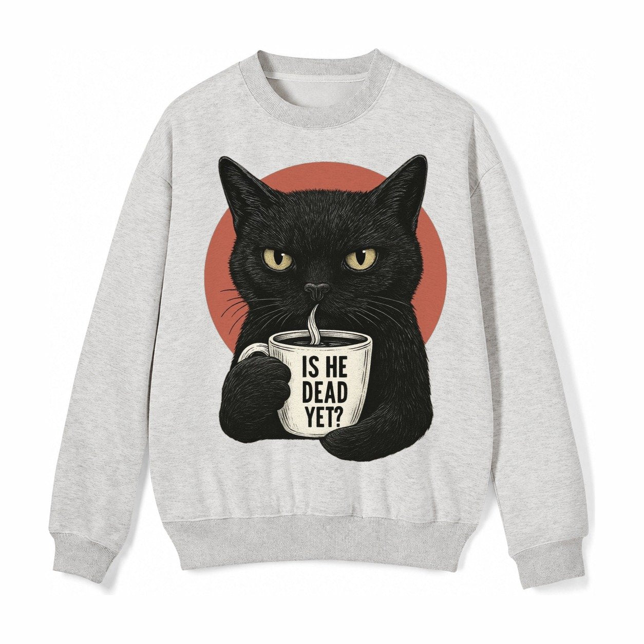 Is He Dead Yet Cat Fleece Sweatshirt – Light Gray