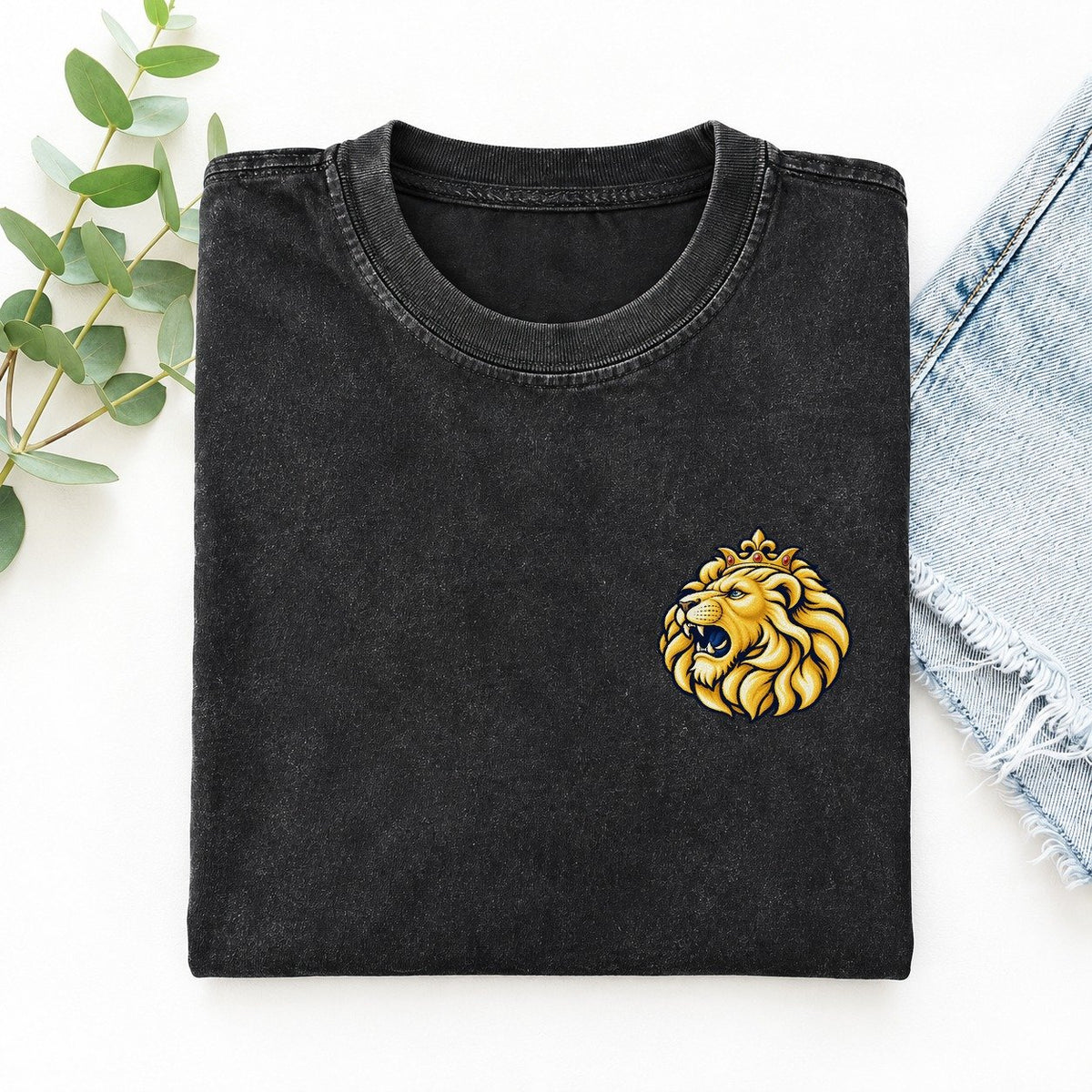 Lion Of Judah Left Chest Vintage T-shirt – Black