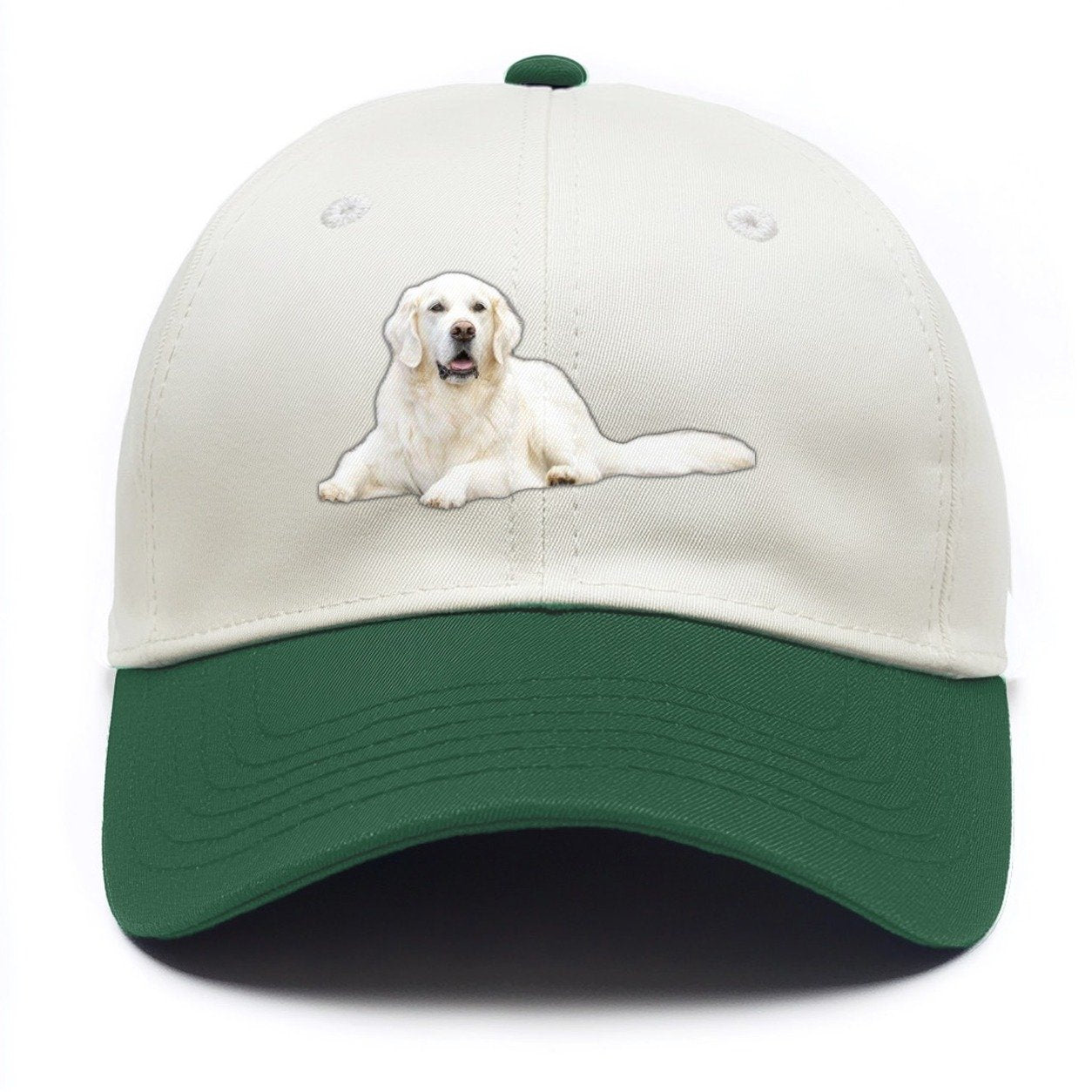 White English Cream Golden Retrievers Two Tone Cap – Green