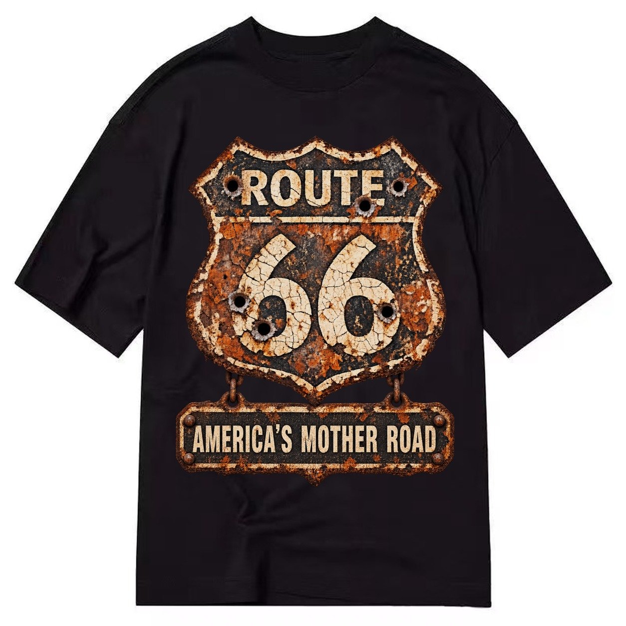Route 66 Weathered Classic T-shirt – Black