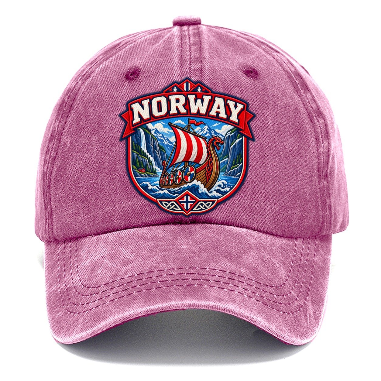 Norway Retro Badge Country Logos Classic Cap – Dusty Rose