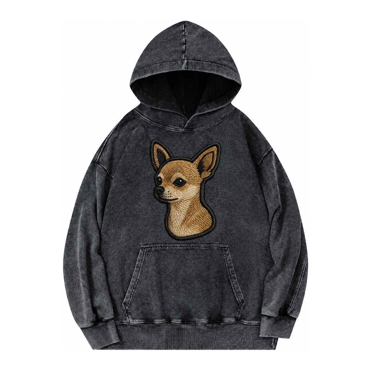 Chihuahua Logo Vintage Washed Hoodie – Black