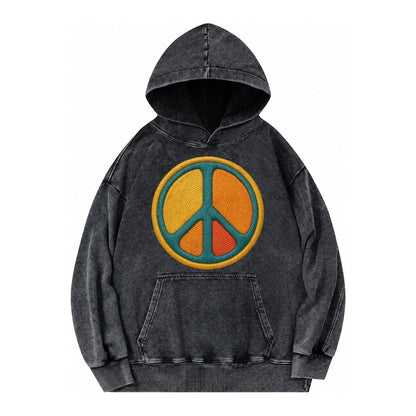 Golden Peace Vintage Washed Hoodie – Black