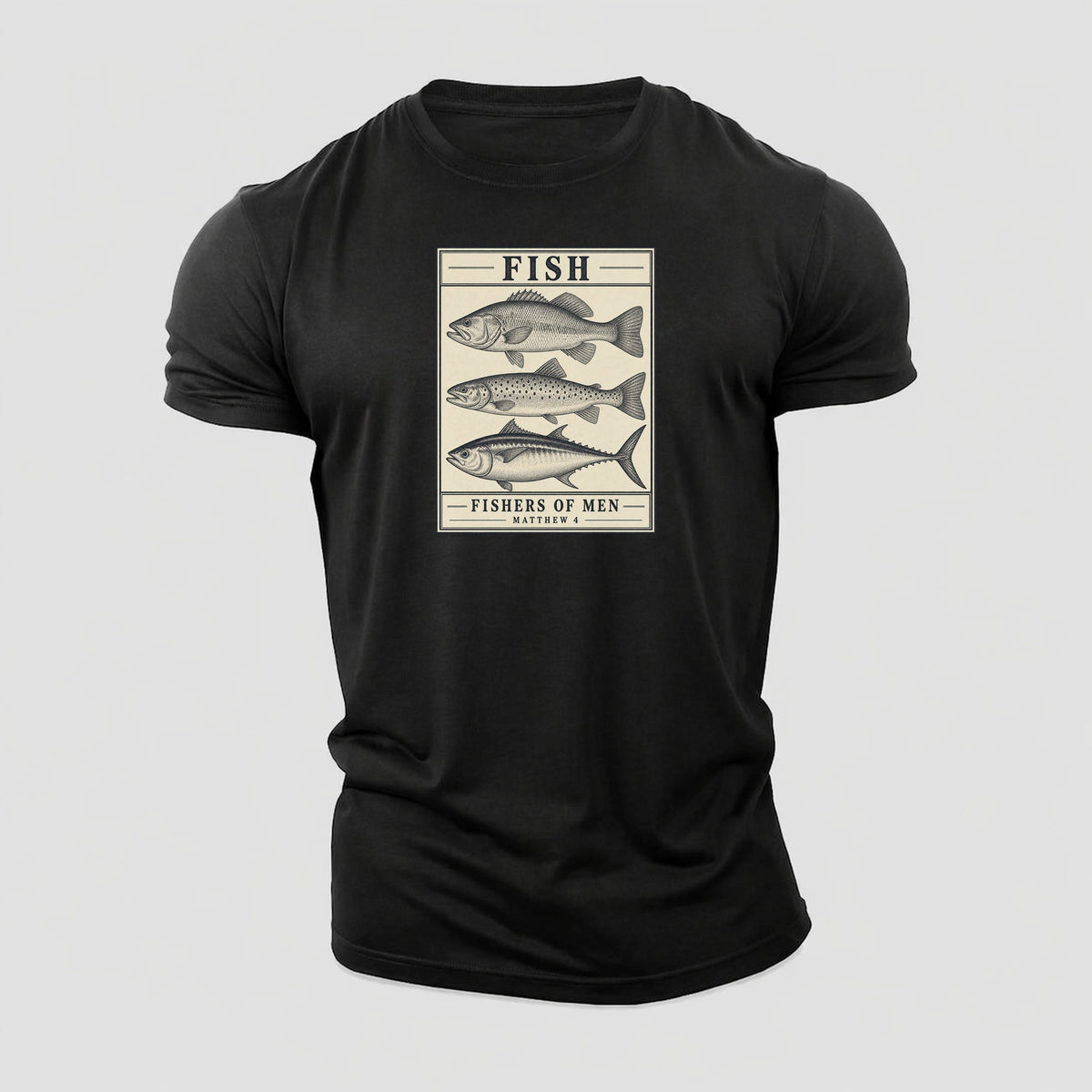 Fish Specimen Plate Creature Canticle Cotton T-Shirt – Black