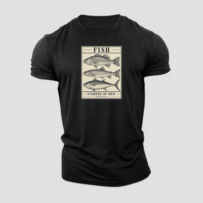 Fish Specimen Plate Creature Canticle Cotton T-Shirt – Black