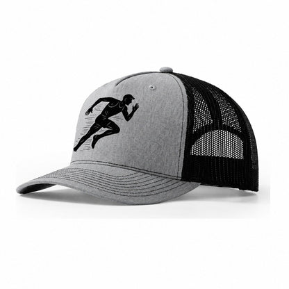Runner In Full Stride Sprinting Trucker Hat – Sport Grey-Black