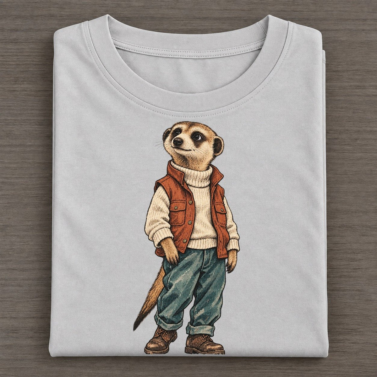 Meerkat Wardrobe Portrait Wild Wardrobe Portraits Classic T-shirt – Grey