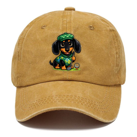 Dachshund Golfer Argyle Classic Cap – Golden Harvest