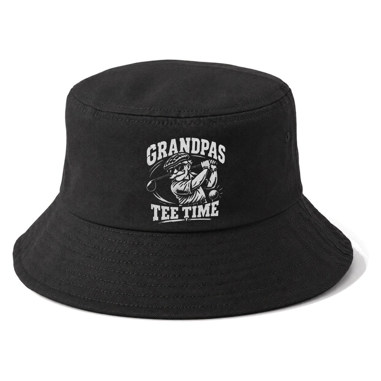 Grandpas Tee Time Golf Life Bucket Hat – Black
