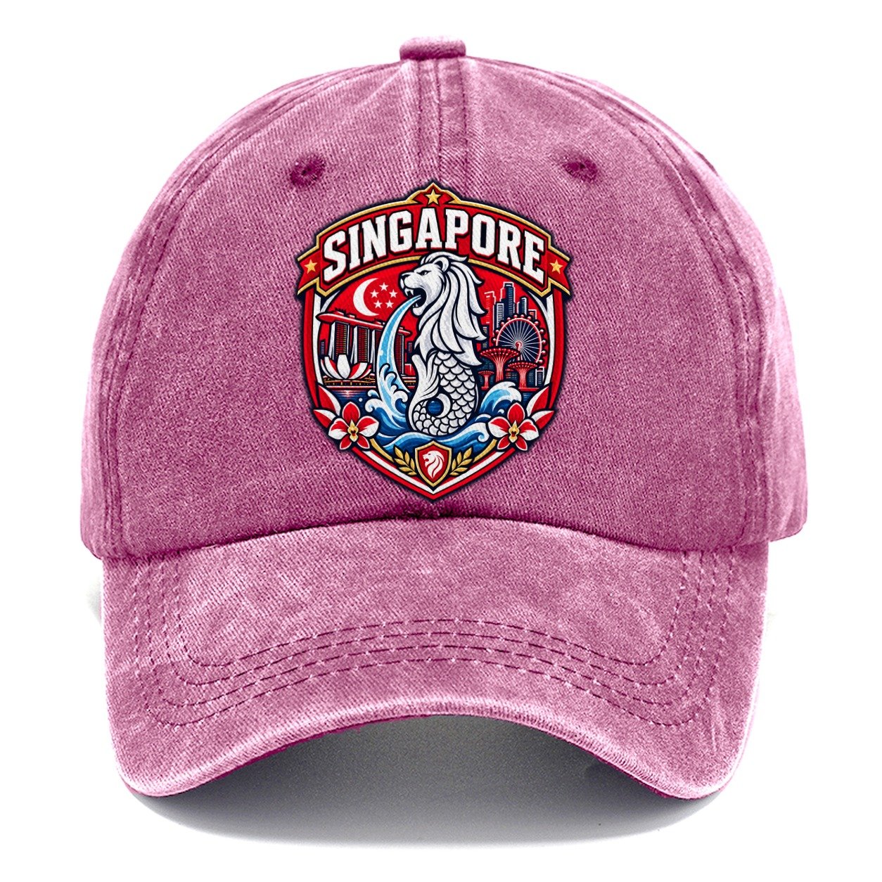 Singapore Retro Badge Country Logos Classic Cap – Dusty Rose