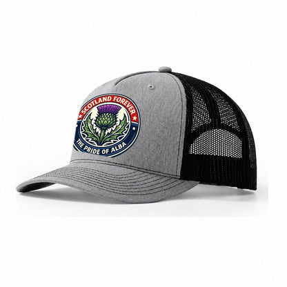 Highland Heritage Emblem 3c22fce65d34 1770440654247 Trucker Hat – Sport Grey-Black