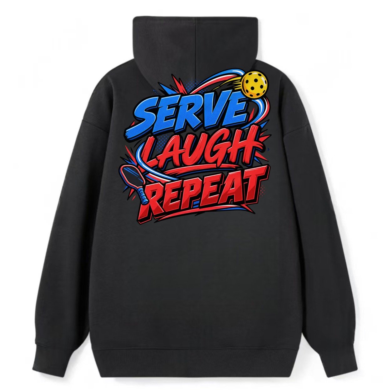 Serve Laugh Repeat Pickleball Life Classic Pullover Hoodie – Black