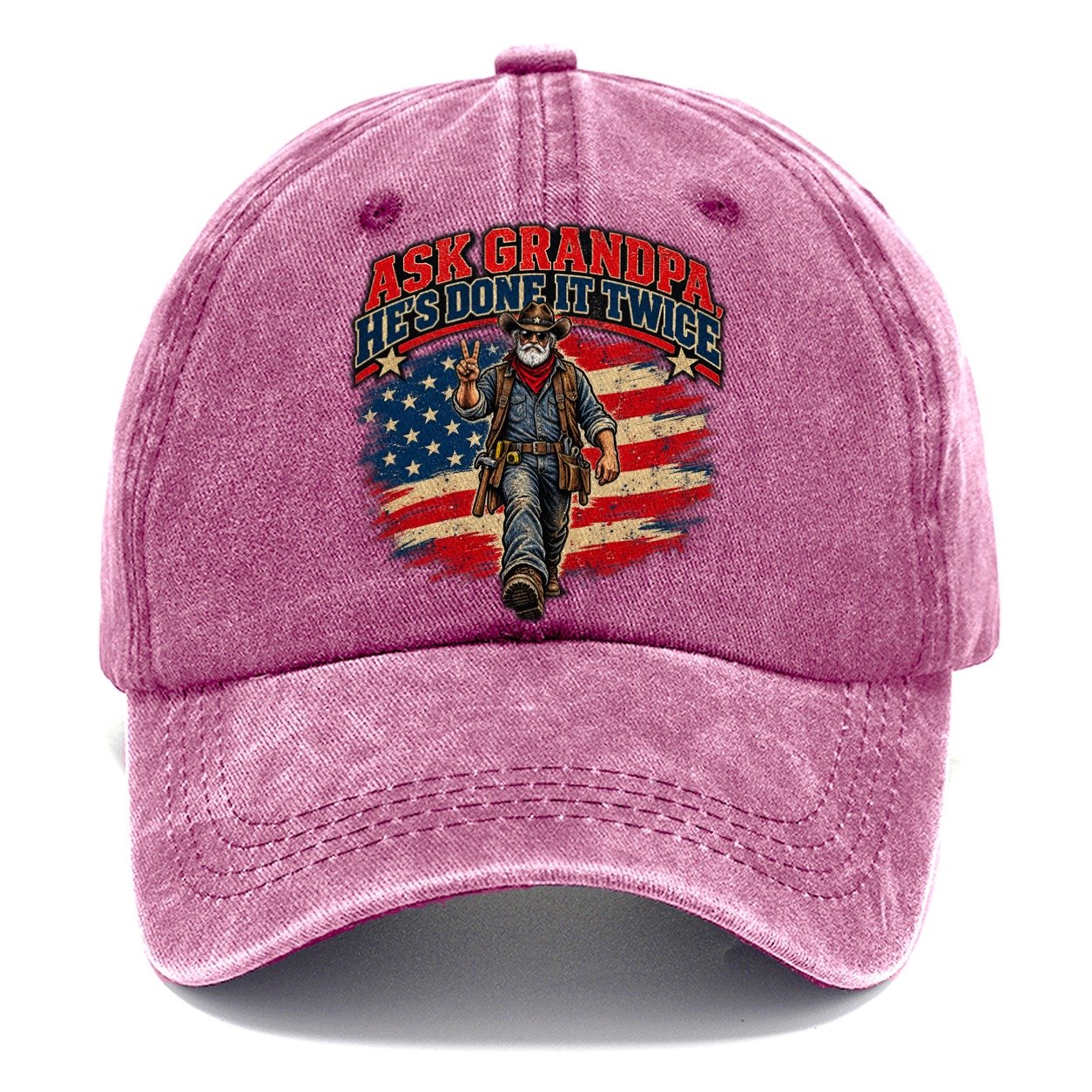 Ask Grandpa He S Done It Twice Old Man Strong Classic Cap – Dusty Rose