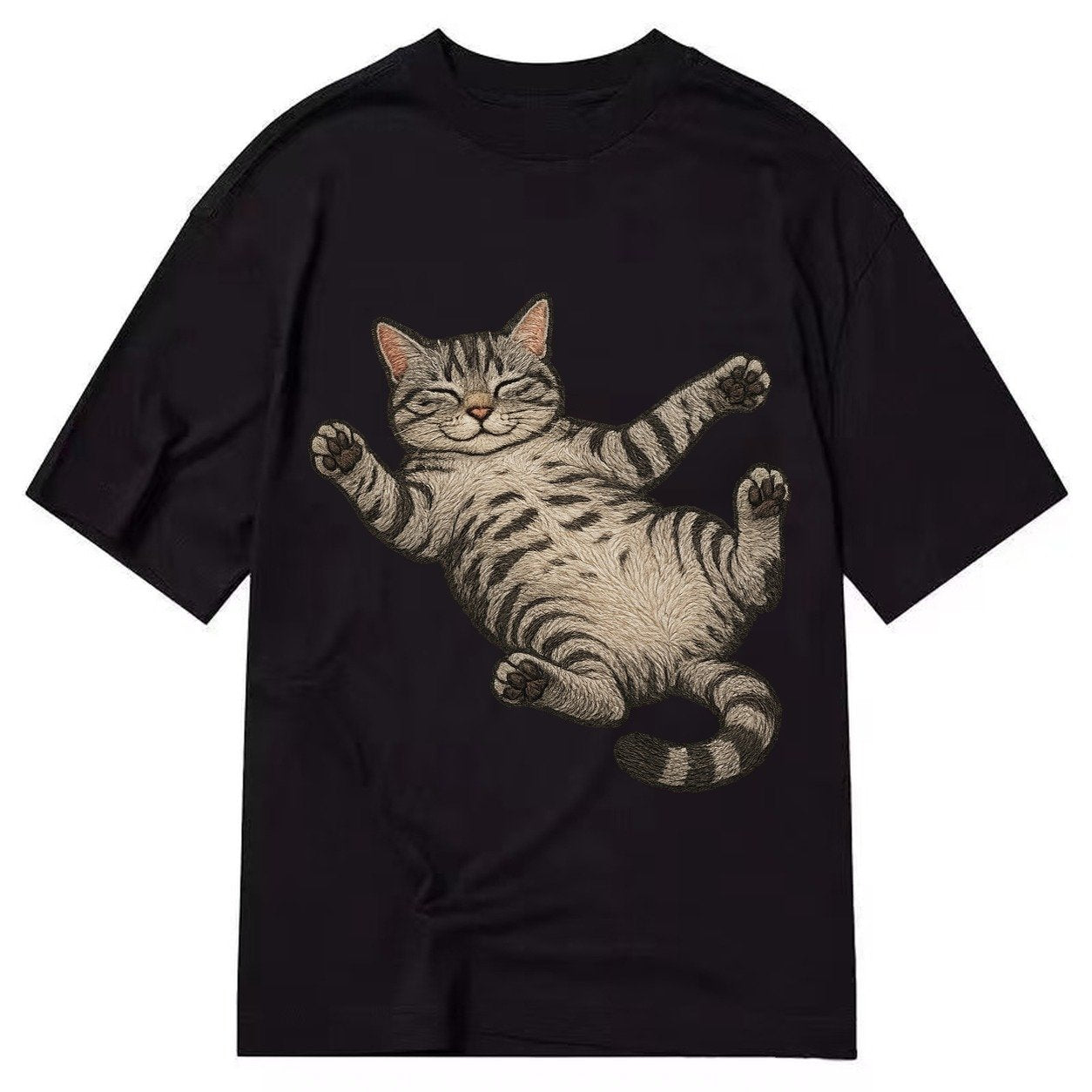 American Shorthair Silver Tabby Classic Pattern Fully Relaxe Classic T-shirt – Black