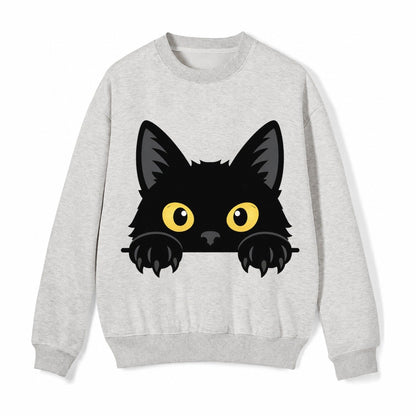 Black Cat Fleece Sweatshirt – Light Gray