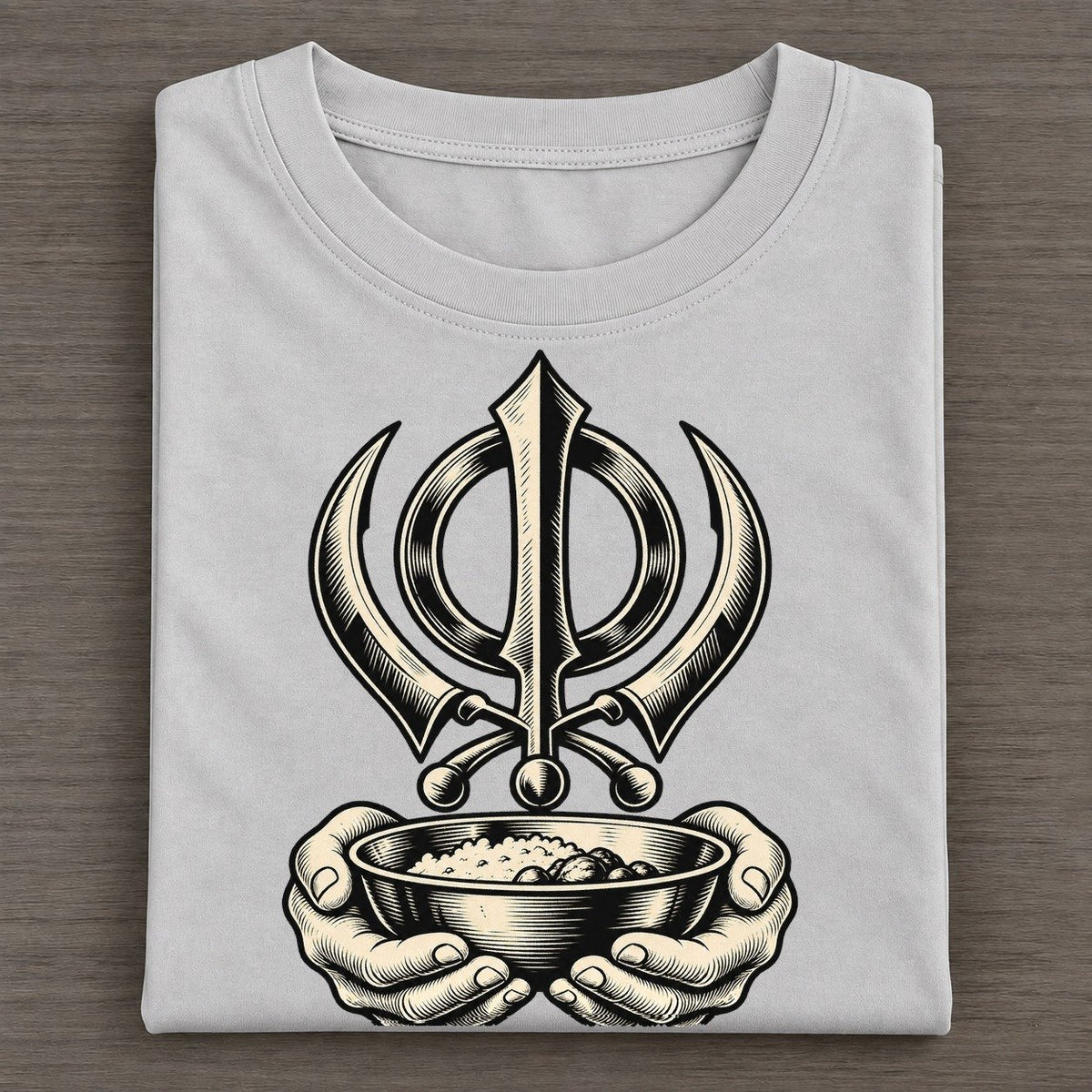 Sikh Khanda And Seva Bowl World Faiths Ink Figures Classic T-shirt – Grey