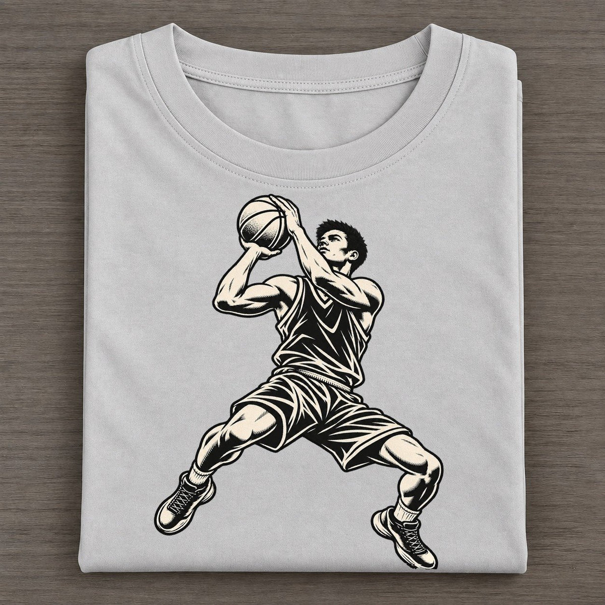 Basketball Pull Up Jumper Global Sports Ink Figures Classic T-shirt – Grey