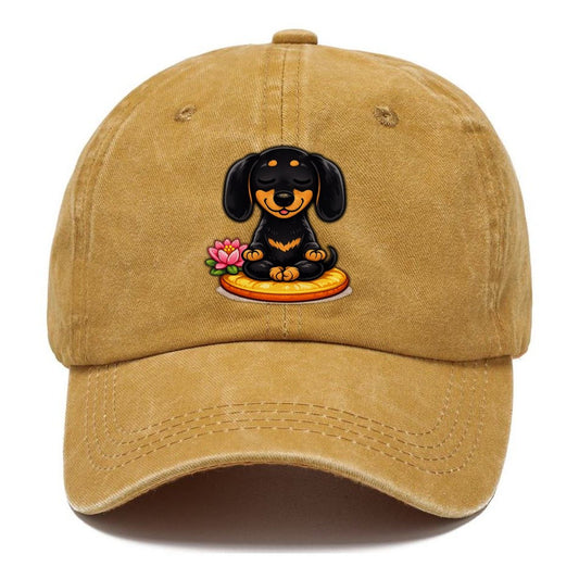 Meditating Dachshund Cushion Classic Cap – Golden Harvest