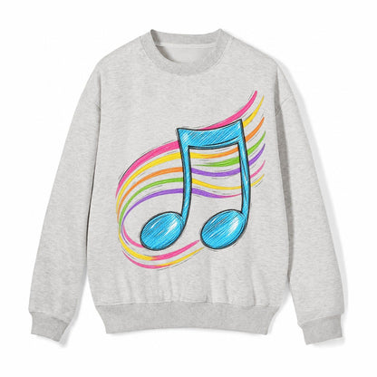 Musical Notes Headwear Fleece Sweatshirt – Light Gray