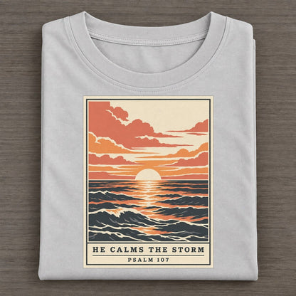 He Calms The Storm Given Light Classic T-shirt – Grey