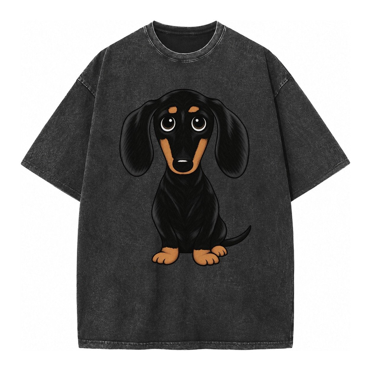 Vintage Style Dachshund Print Vintage T-shirt – Black