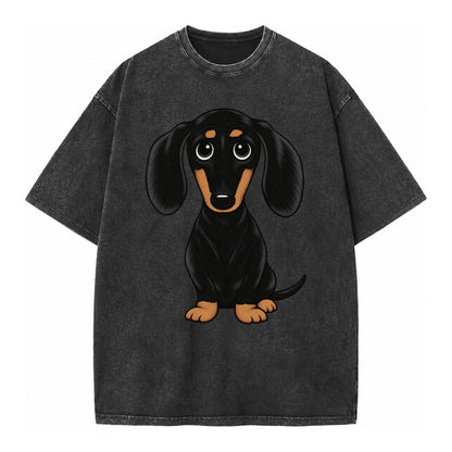 Vintage Style Dachshund Print Vintage T-shirt – Black
